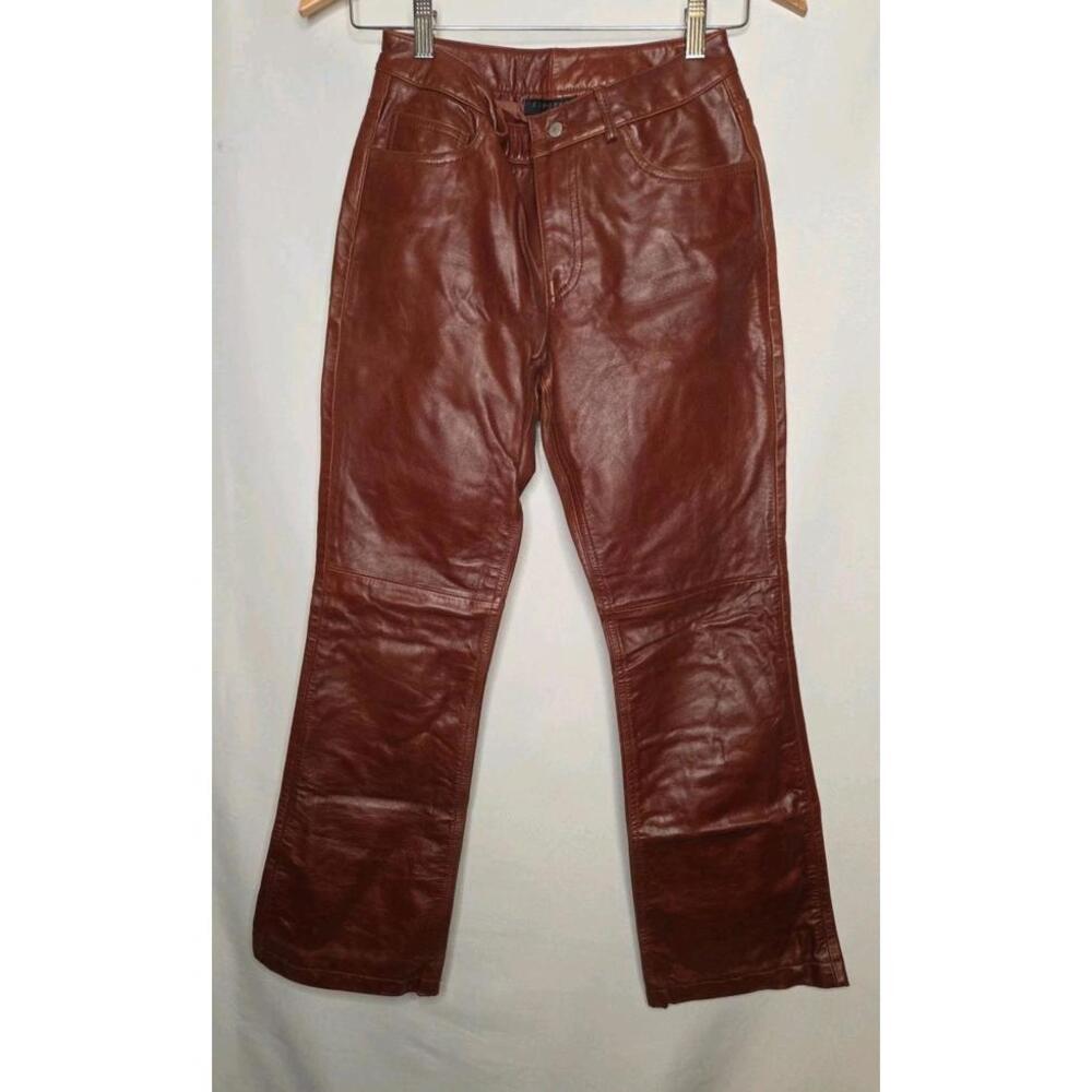 Express Chestnut Leather Flare Pants